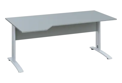 EZK 28 - 184 stůl kancelářský, rohový, levý, kovová podnož bílá, deska 25 mm, široký 1800 mm, šedá